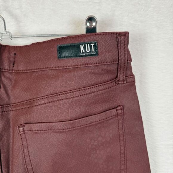 NWT KUT from the Kloth Connie High Rise Fab Ab Ankle Skiny Jeans Coated Wine 8 - Picture 5 of 16